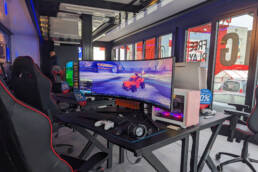 A gaming setup in the Samsung Odyssey Experience